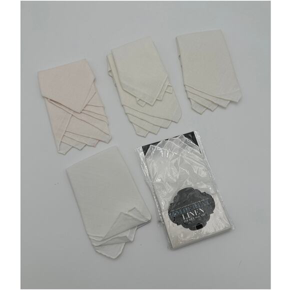 Imperial Linen Pocket Squares White, Pink Set of 5 PACKAGED ONE NOT INCLUDED - Picture 1 of 7